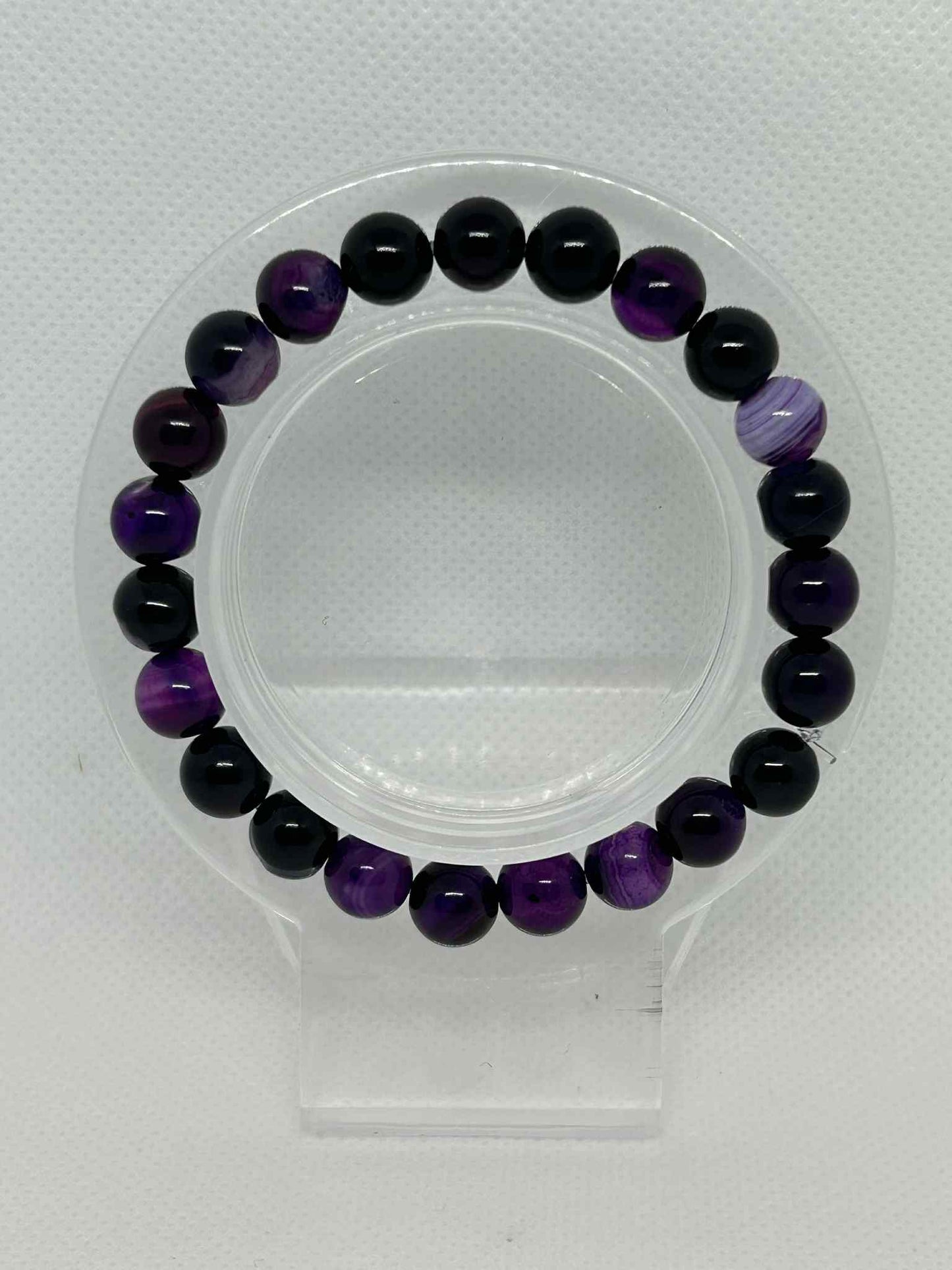 Bracelet en pierre naturelle Agate violette rayée