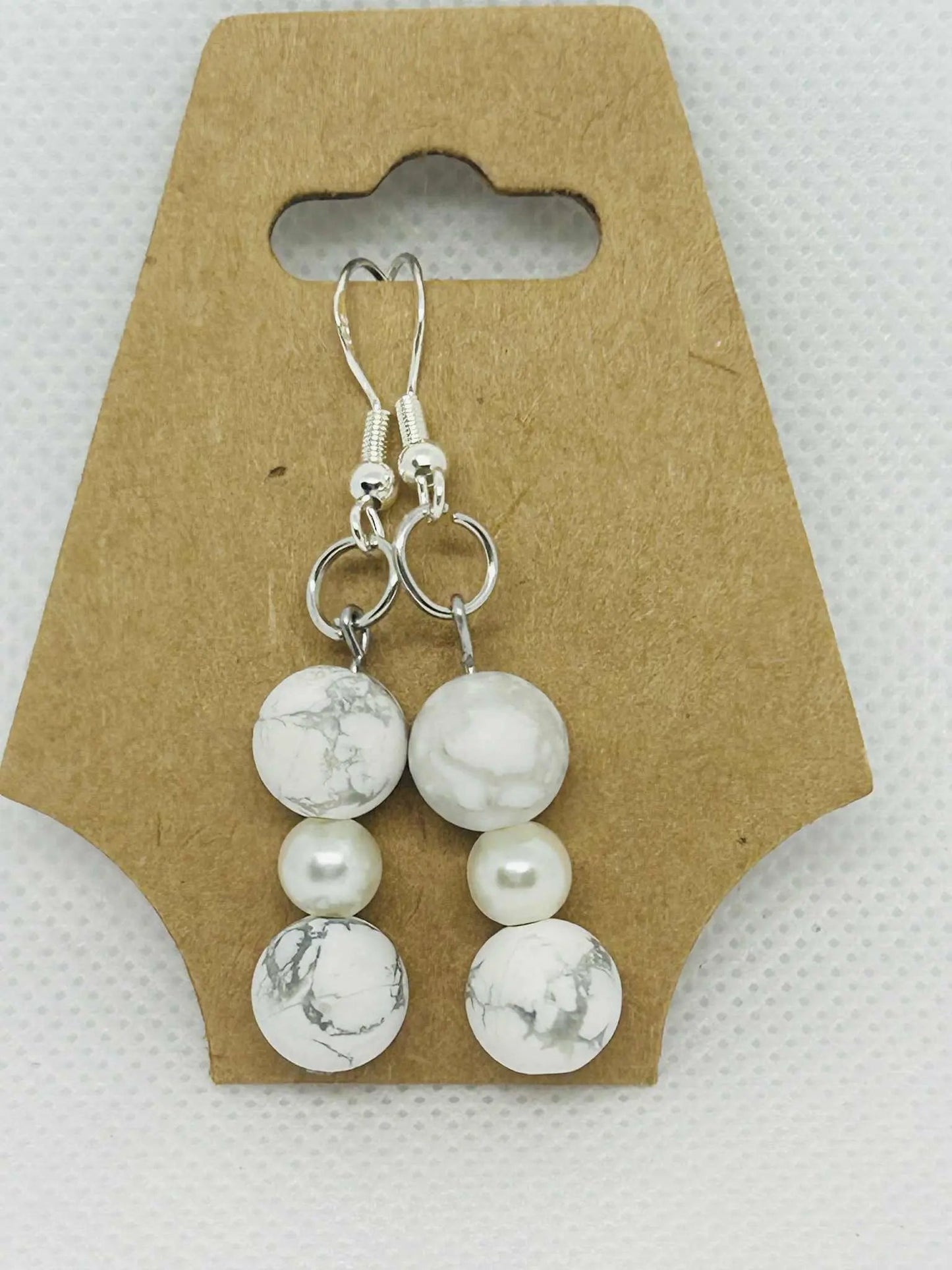 Boucle d'oreille en pierre naturelle Howlite - Cabijou