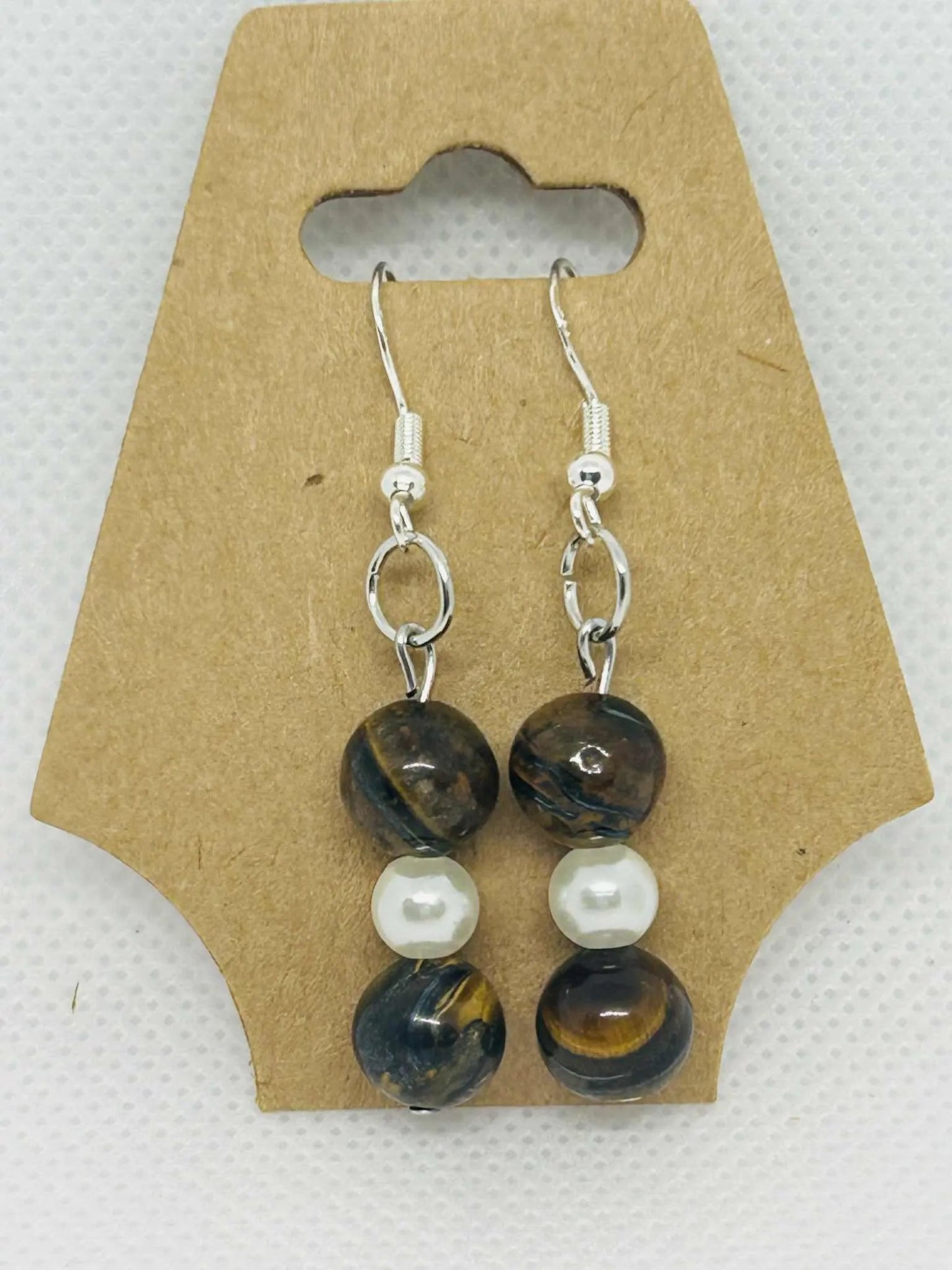 Boucle d'oreille en pierre naturelle Oeil de tigre - Cabijou