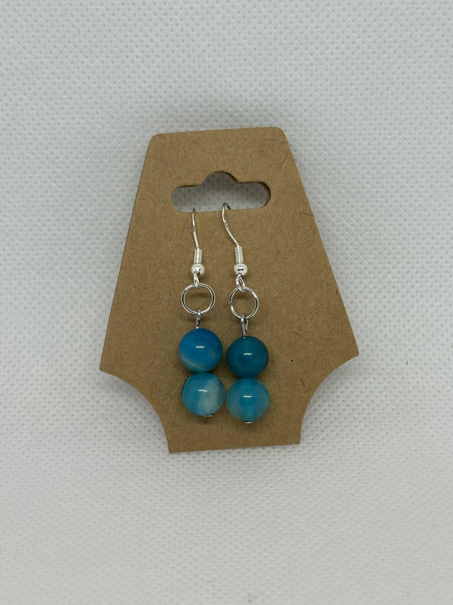 Boucles d'oreilles Agate bleu rayé - Cabijou