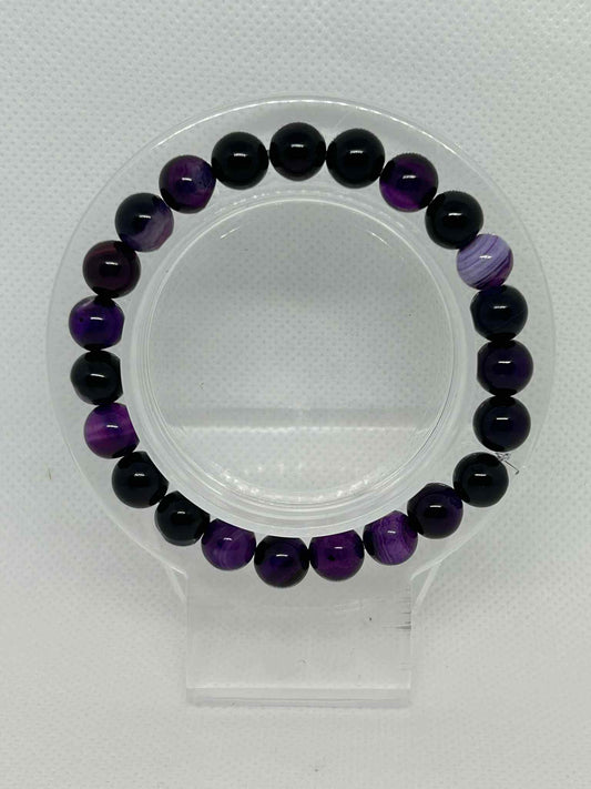 Bracelet en pierre naturelle Agate violette rayée