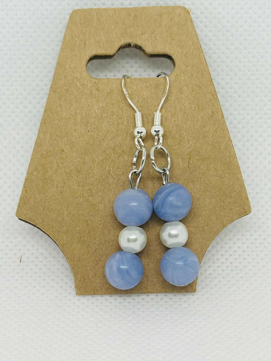 Boucle d'oreille en pierre naturelle Agate bleu - Cabijou