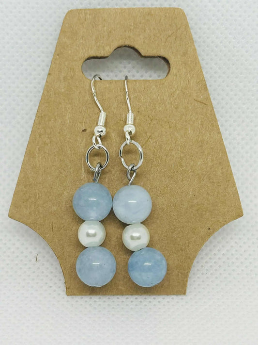 Boucle d'oreille en pierre naturelle Aigue marine - Cabijou
