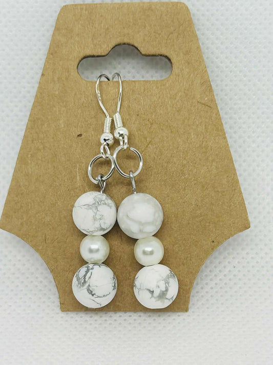 Boucle d'oreille en pierre naturelle Howlite - Cabijou