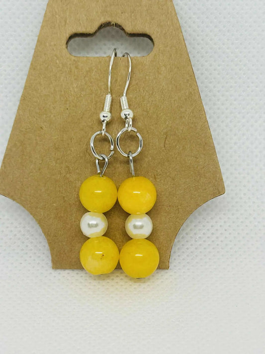 Boucle d'oreille en pierre naturelle Jade jaune - Cabijou