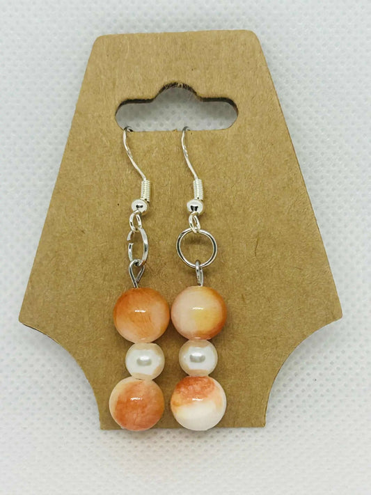 Boucle d'oreille en pierre naturelle Jade orange - Cabijou