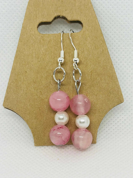 Boucle d'oreille en pierre naturelle Jade rose - Cabijou