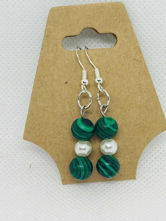 Boucle d'oreille en pierre naturelle Malachite - Cabijou