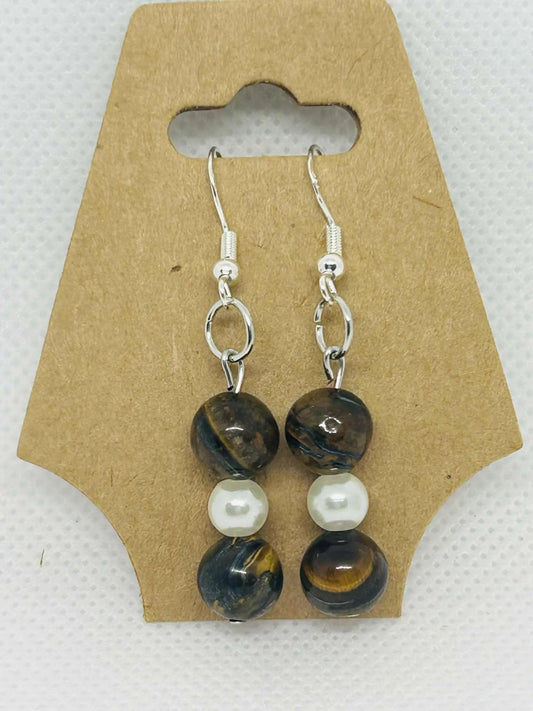 Boucle d'oreille en pierre naturelle Oeil de tigre - Cabijou