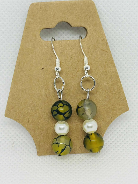 Boucle d'oreille en pierre naturelle Veine de dragon - Cabijou