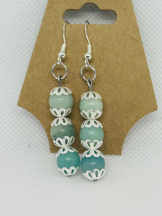 Boucles d'oreille en pierre naturelle Amazonite - Cabijou