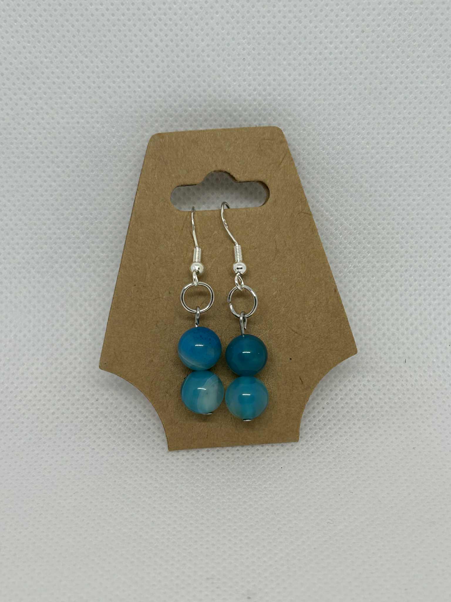 Boucles d'oreilles Agate bleu rayé - Cabijou