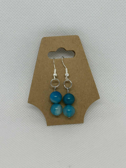Boucles d'oreilles Agate bleu rayé - Cabijou