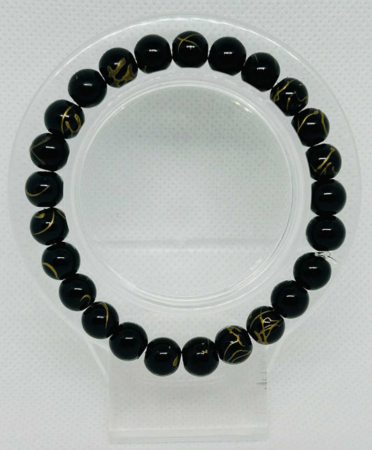 Bracelet en pierre naturelle Agate noir - Cabijou