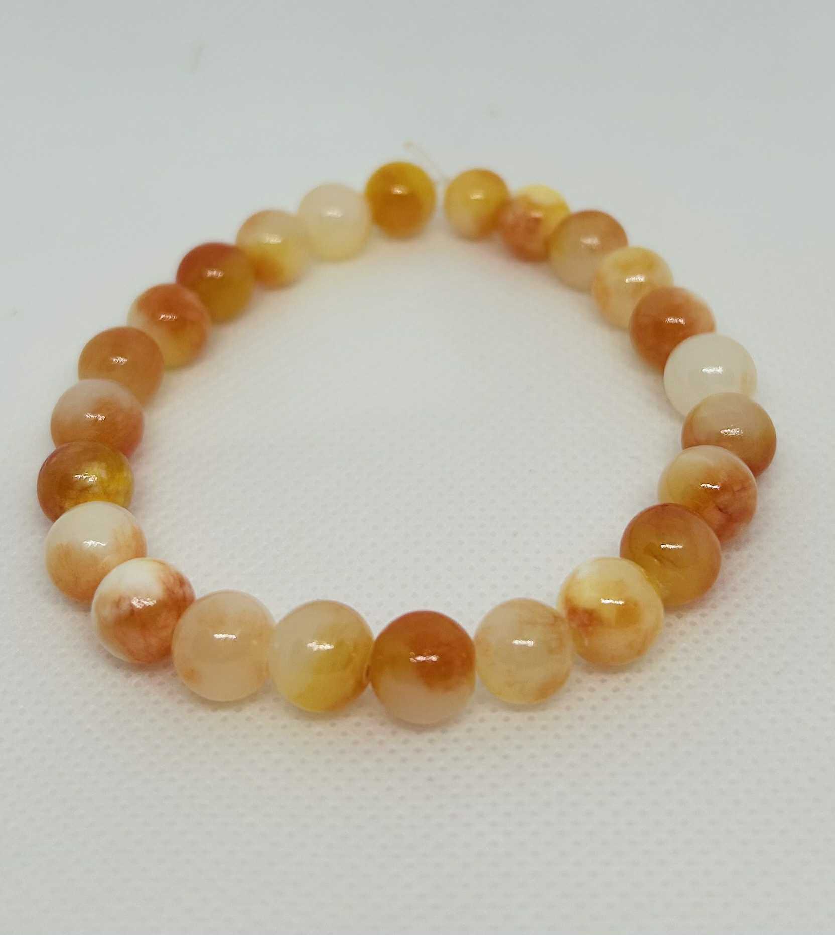 Bracelet en pierre naturelle Jade orange - Cabijou